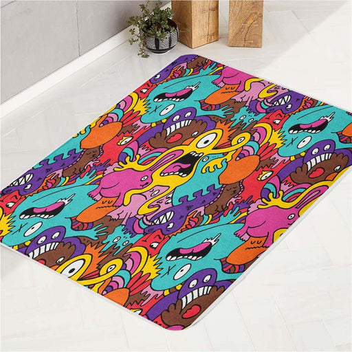 surprised monsters doodle bath rugs