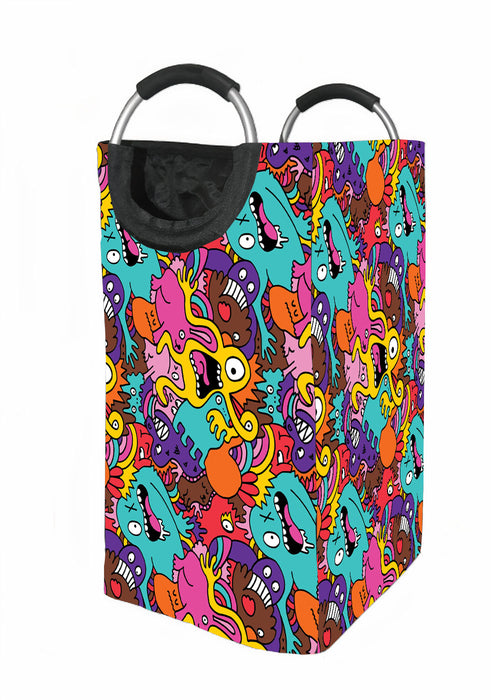 surprised monsters doodle Laundry Hamper | Laundry Basket