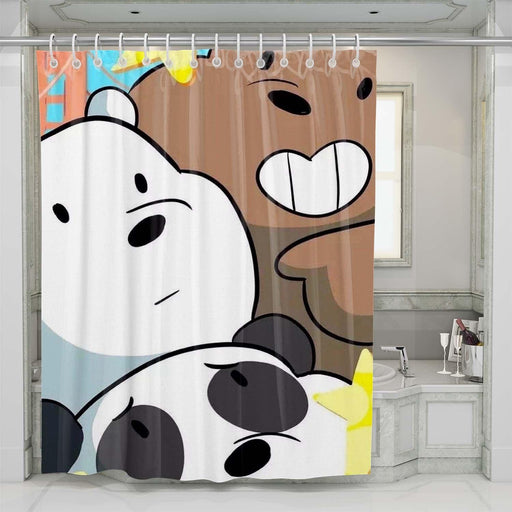 three we bare bears close up shower curtains