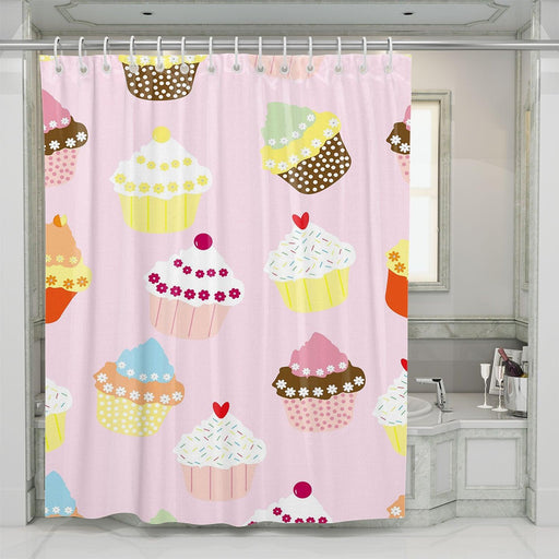 sweet cupcakes cute food shower curtains