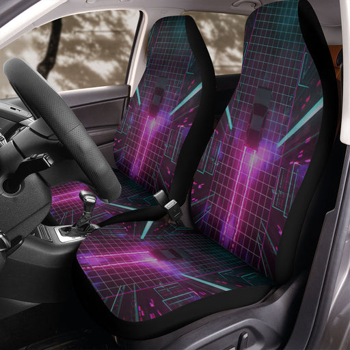 synthwave car cyberpunk Car Seat Covers