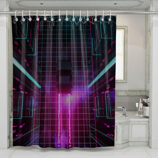 synthwave car cyberpunk shower curtains