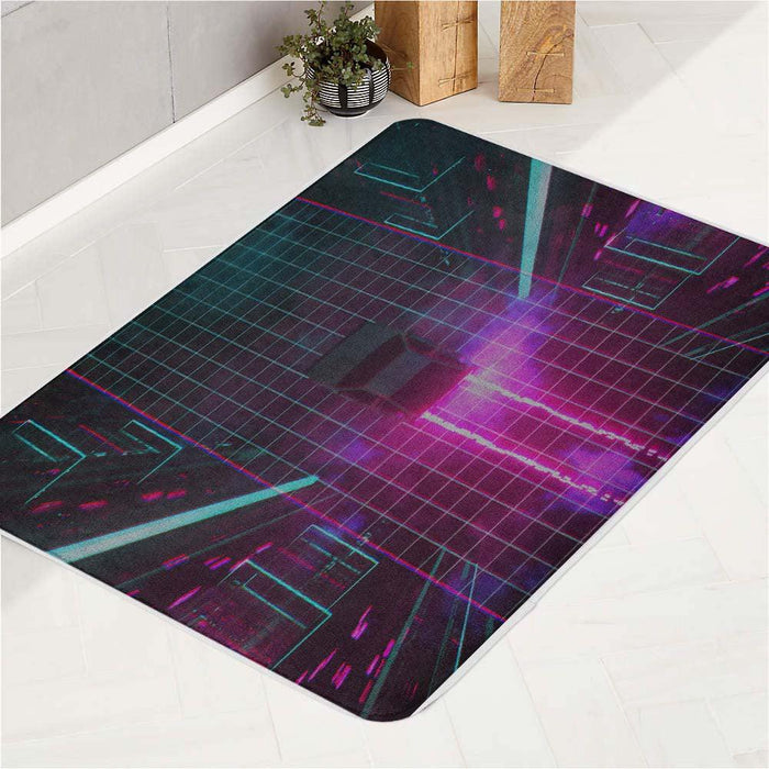 synthwave car cyberpunk bath rugs