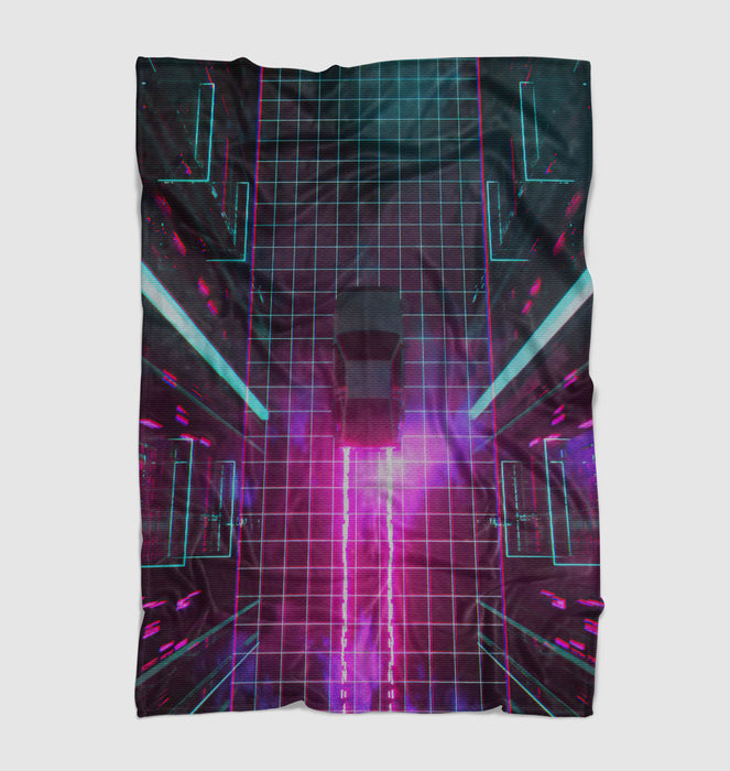 synthwave car cyberpunk Ultra soft fleece blanket