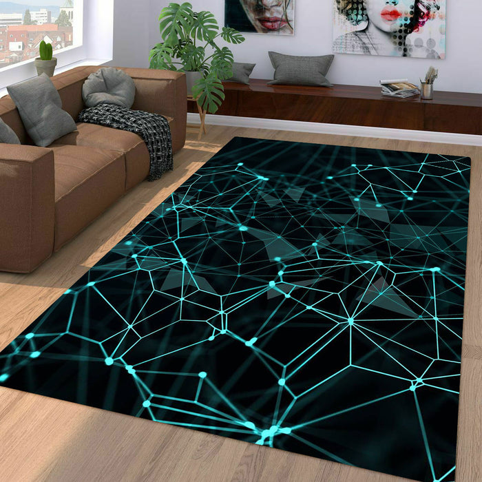 technology geometric line glowing Living room carpet rugs