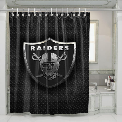 steel textrure of raider logo shower curtains