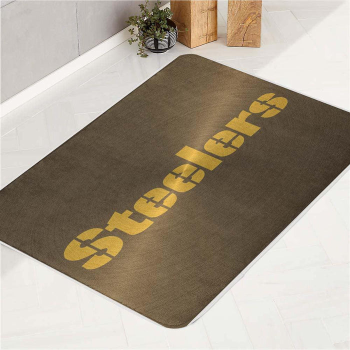 steelers circle gold textured bath rugs