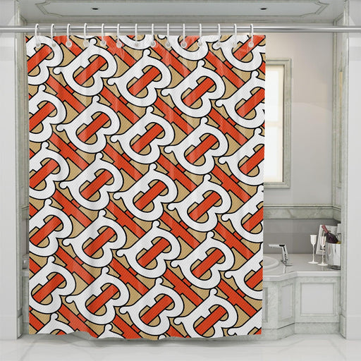 textured burberry font logo shower curtains