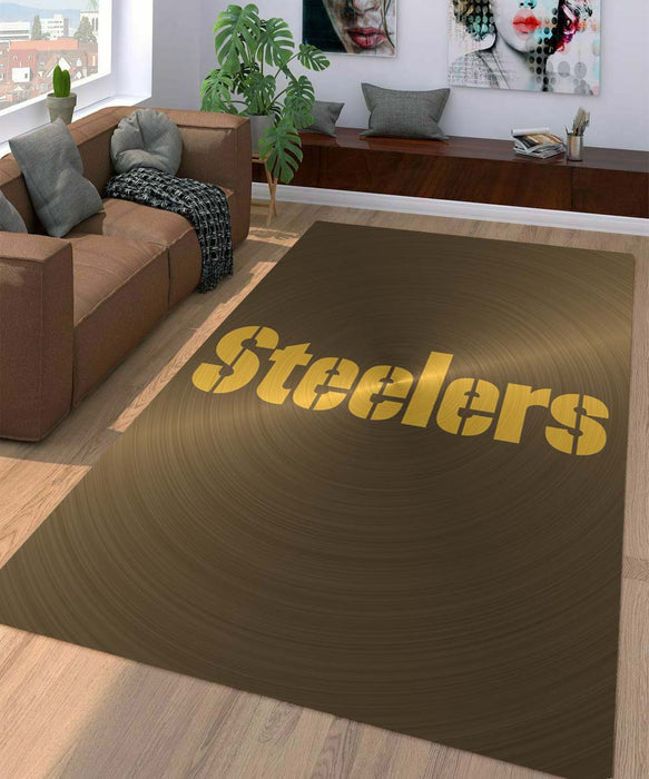 steelers circle gold textured Living room carpet rugs