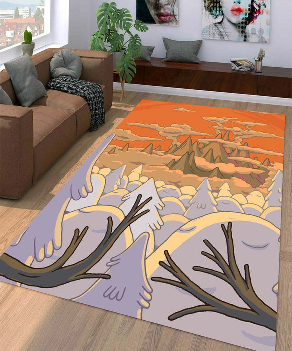 tree land adventure time Living room carpet rugs