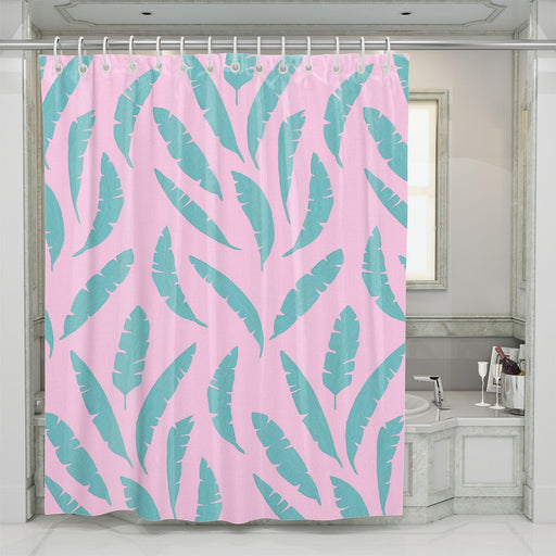 textured green leaf vaporwave shower curtains