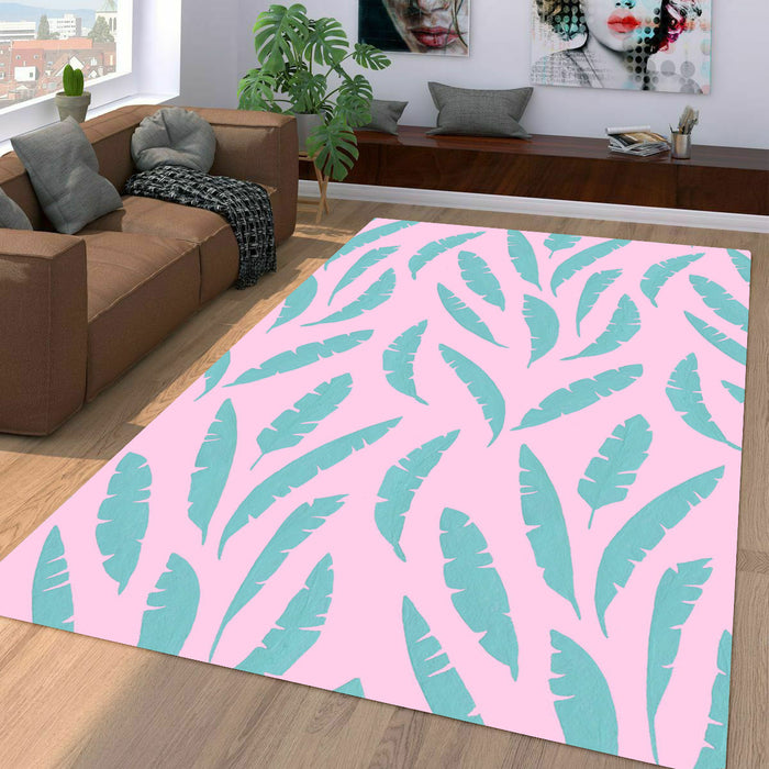 textured green leaf vaporwave Living room carpet rugs