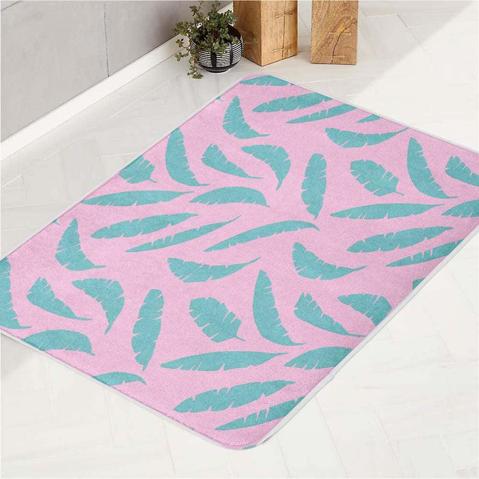 textured green leaf vaporwave bath rugs