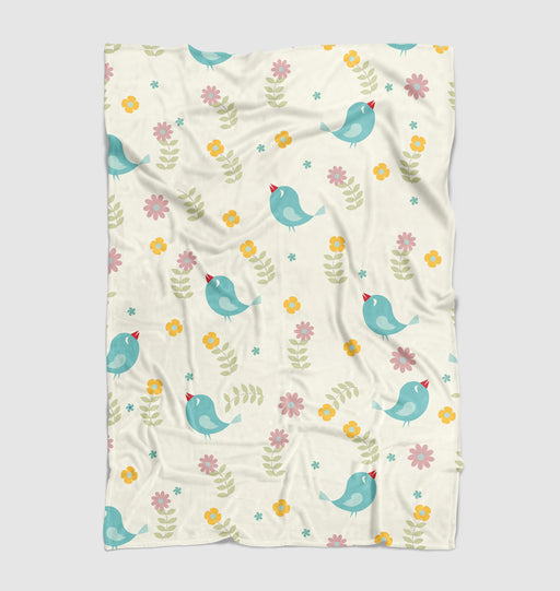 the blue bird with flower Ultra soft fleece blanket