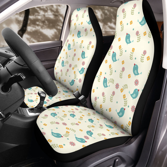 the blue bird with flower Car Seat Covers