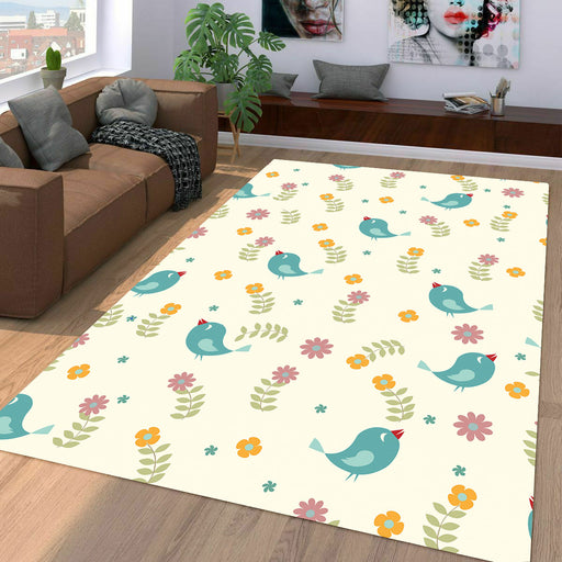 the blue bird with flower Living room carpet rugs