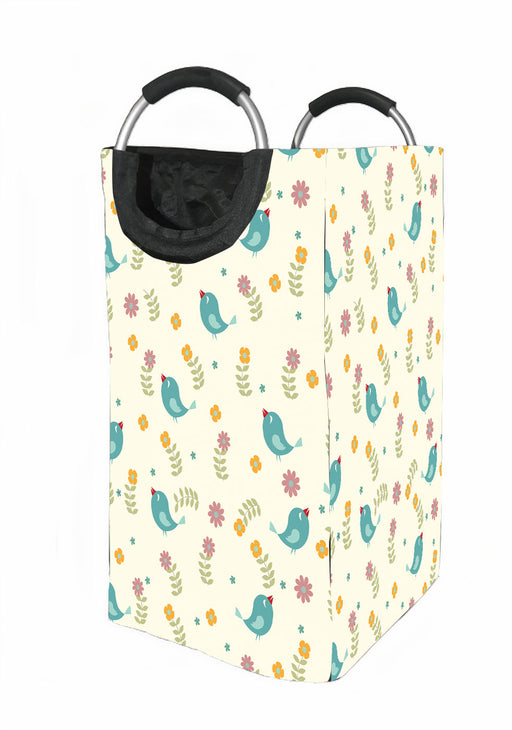 the blue bird with flower Laundry Hamper | Laundry Basket