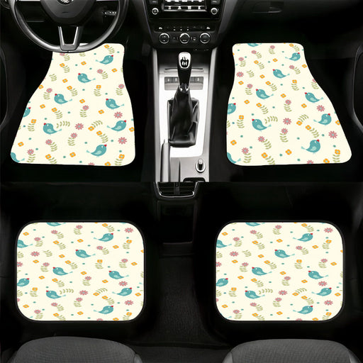 the blue bird with flower Car floor mats Universal fit