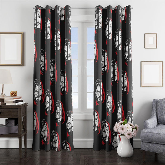 the professor bella ciao money heist window Curtain