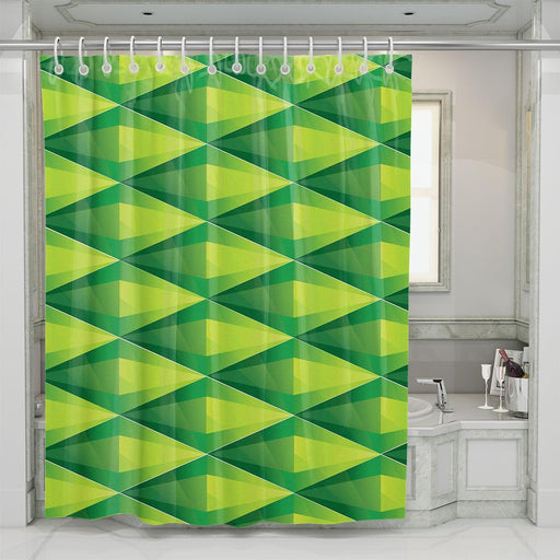 the sims iconic green crystal logo shower curtains