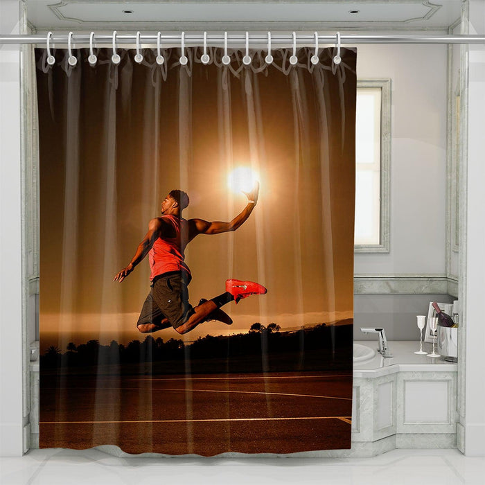 sun down basketball shower curtains