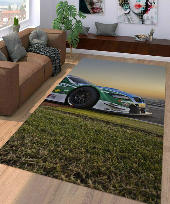 sunset with the car racing Living room carpet rugs