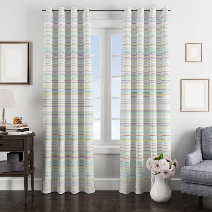 thin line colorful white window Curtain