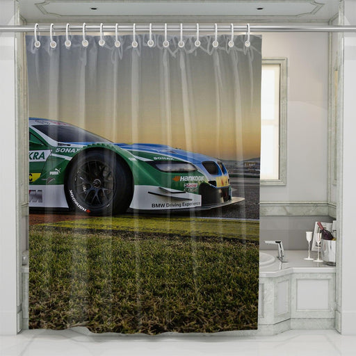 sunset with the car racing shower curtains