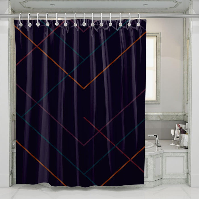 thin lines minimalist dark shower curtains