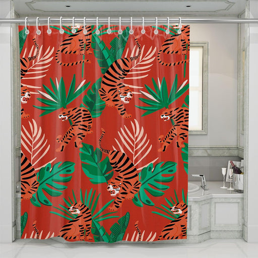 tiger chinese ornament flora shower curtains