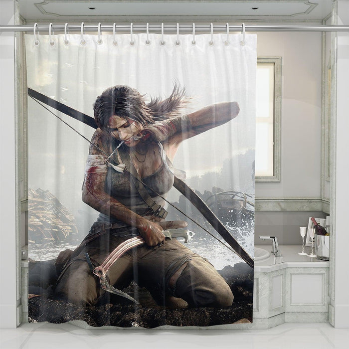 survive tomb raider lara croft shower curtains