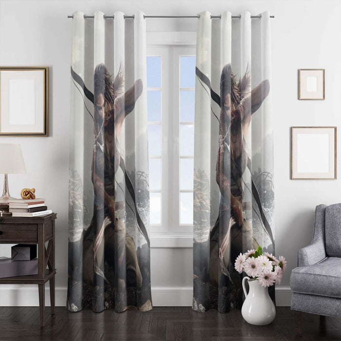 survive tomb raider lara croft window Curtain