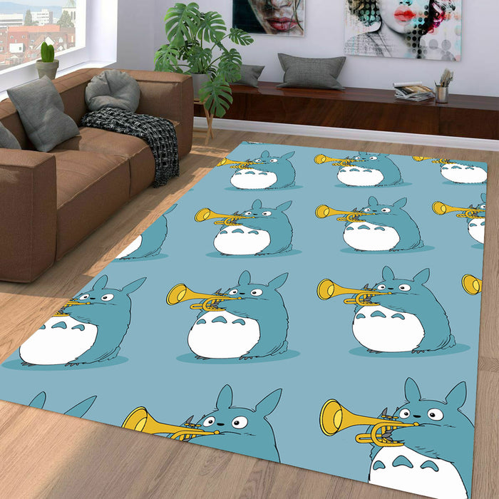 totoro playing trumpet ghibli Living room carpet rugs