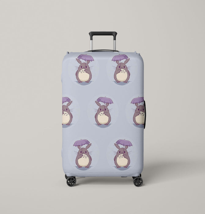 totoro using umbrella under the rain Luggage Cover | suitcase