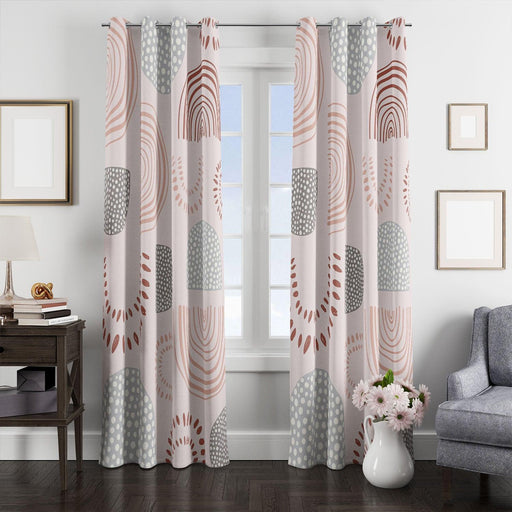 traditional ornament oval and lines window Curtain