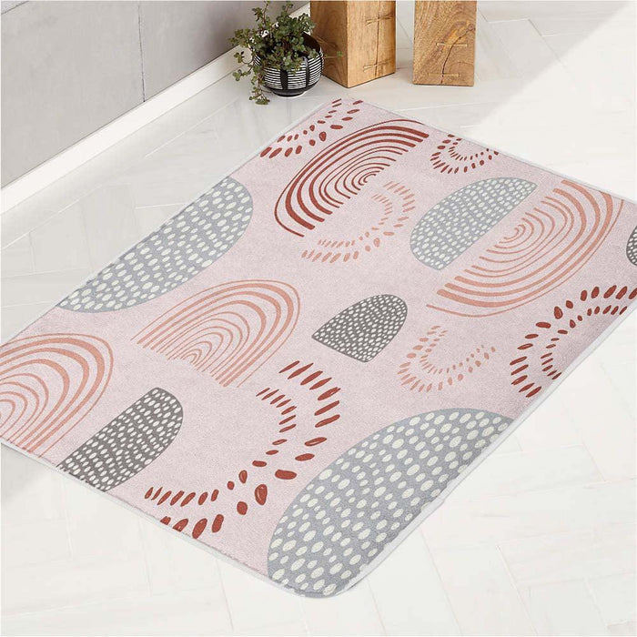 traditional ornament oval and lines bath rugs