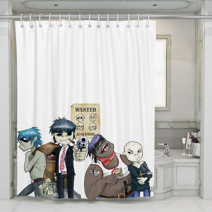 wanted gorillaz band shower curtains