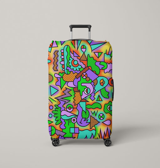 triadic color abstract 90s style Luggage Cover | suitcase