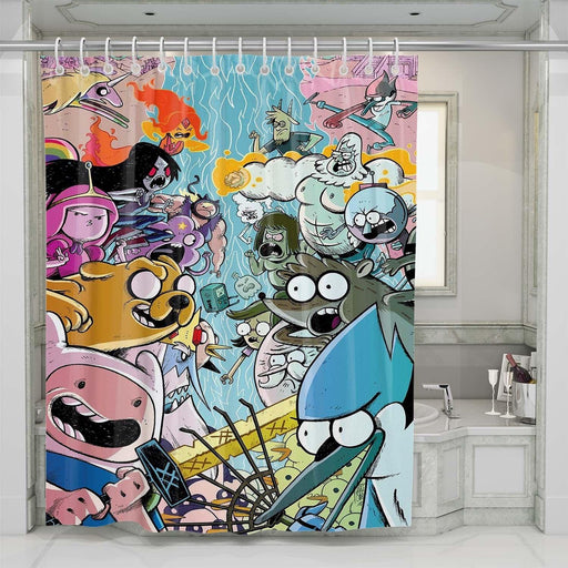 war adventure time character shower curtains