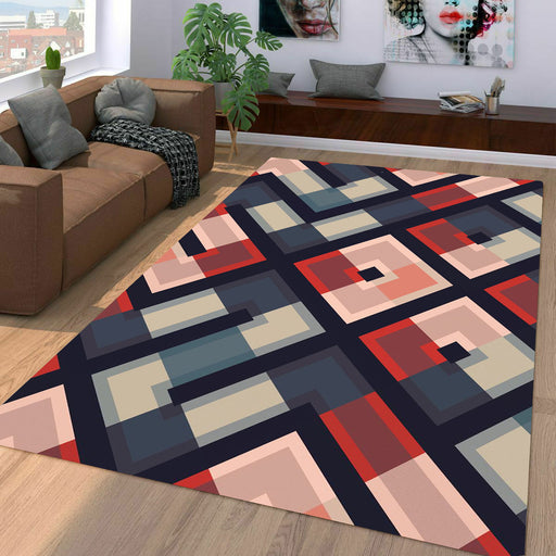 triadic color square and line Living room carpet rugs