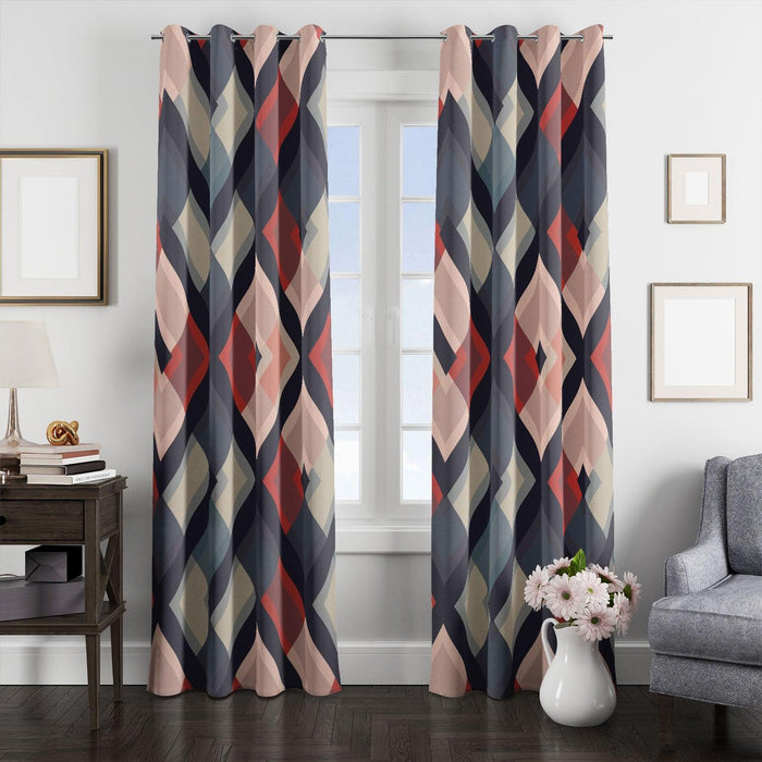 triadic color square and line window Curtain