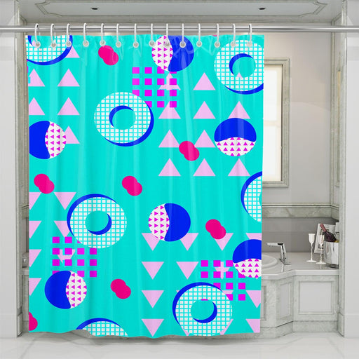 triangle square and circle abstract shower curtains