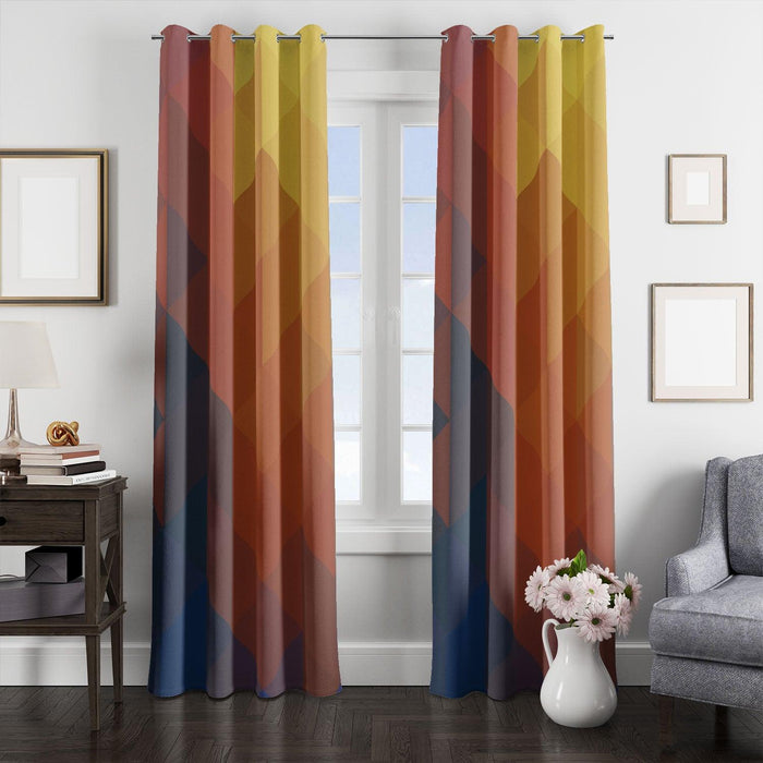 triangle world yellow to blue window Curtain