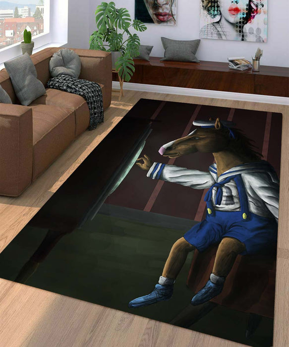 watching tv bojack horseman Living room carpet rugs