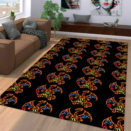 tribal charizard pokemon Living room carpet rugs