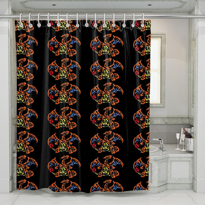 tribal charizard pokemon shower curtains