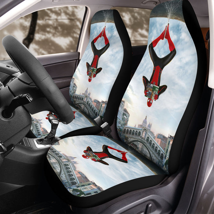 upside down spiderman reading marvel Car Seat Covers