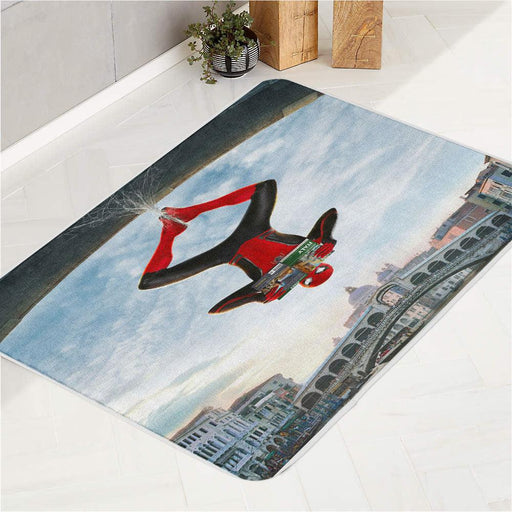 upside down spiderman reading marvel bath rugs