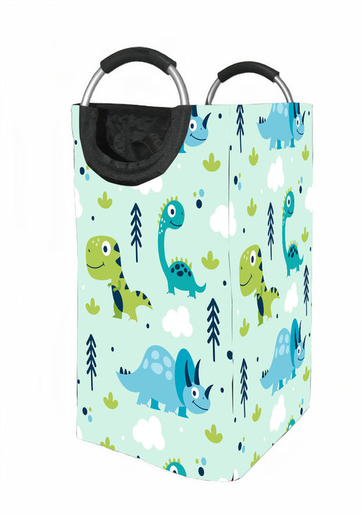 triceratops dinosaur blue pattern Laundry Hamper | Laundry Basket