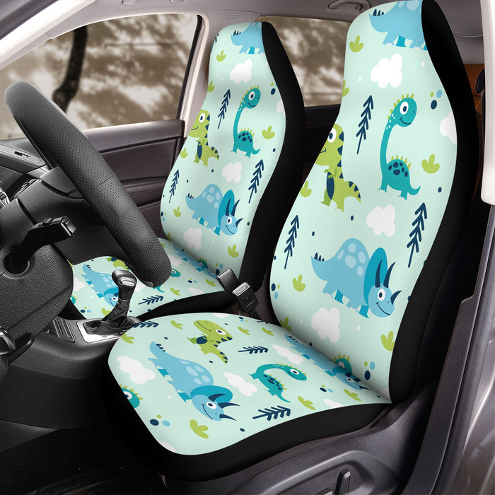 triceratops dinosaur blue pattern Car Seat Covers